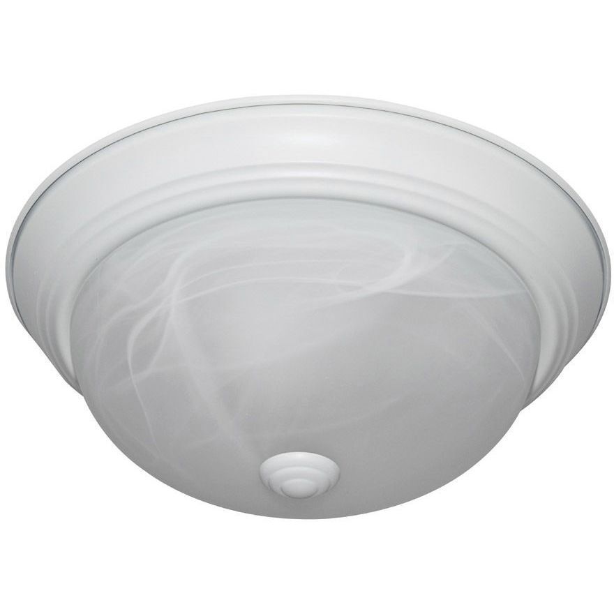 Decorative 2 Light 11 inch White Flushmount Ceiling Light in White Alabaster, Small